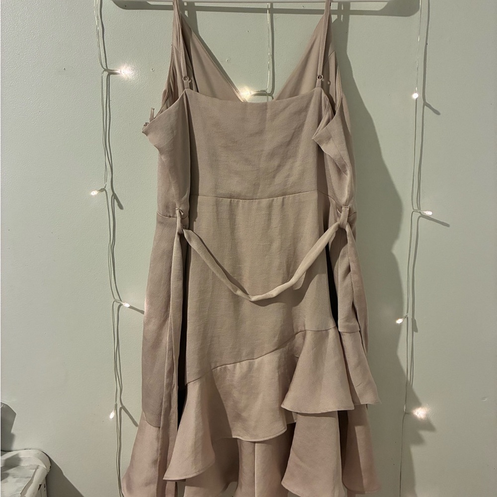 Elegant Beige Ruffle Dress